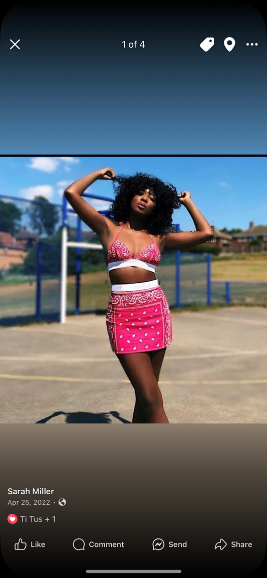 Sexy Bikini Crop Top Hot Mini Skirt Two Piece Set Women New Fashion Pattern Print Hiphop Beachwear Set