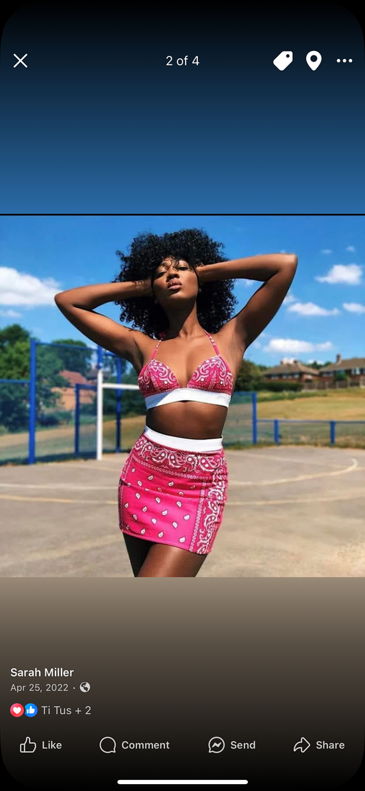 Sexy Bikini Crop Top Hot Mini Skirt Two Piece Set Women New Fashion Pattern Print Hiphop Beachwear Set
